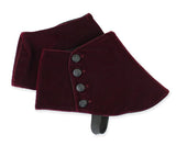 Premium Mens Button Spats - Burgundy Velvet (One Pair)