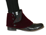 Premium Mens Button Spats - Burgundy Velvet (One Pair)