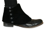 Premium Mens Button Spats - Black Velvet (One Pair)
