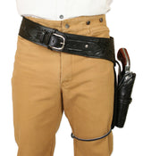 (.22 cal) Western Gun Belt and Holster - LH Draw - Black Tooled Leather