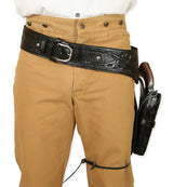 (.38/.357 cal) Western Gun Belt and Holster - LH Draw - Black Tooled Leather