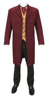 Gillespie Brushed Cotton Frock Coat - Burgundy