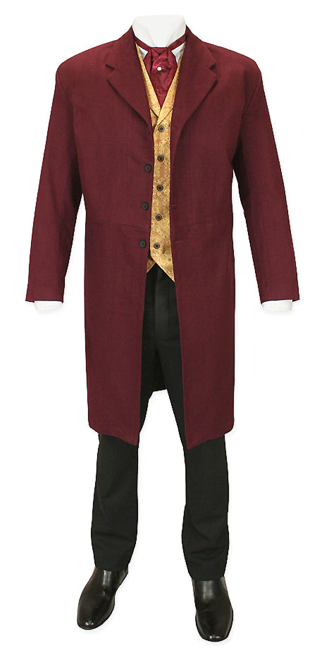 Gillespie Brushed Cotton Frock Coat - Burgundy