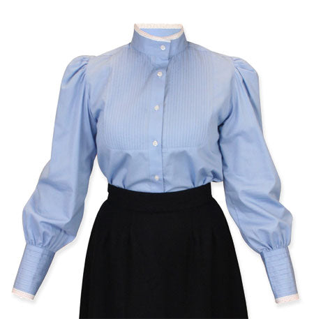Muriel Pleated Blouse - Blue – Historical Emporium