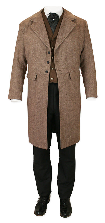 Emerson Frock Coat - Brown Herringbone Tweed