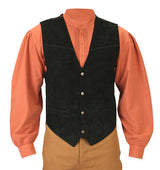 Boar Suede Snap Front Vest - Black