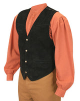 Boar Suede Snap Front Vest - Black
