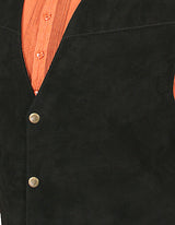 Boar Suede Snap Front Vest - Black