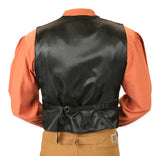 Boar Suede Snap Front Vest - Black
