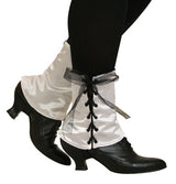 Ladies Spats - White Satin (One Pair)