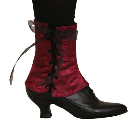 Ladies Spats - Burgundy Brocade (One Pair)