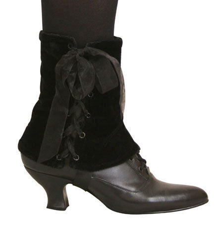 Ladies Spats - Black Velvet (One Pair)
