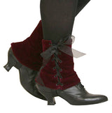 Ladies Velvet Spats - Burgundy