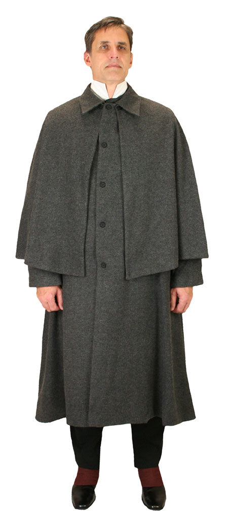 Inverness Coat - Gray Herringbone Tweed