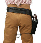 (.38/.357 cal) Western Gun Belt and Holster - RH Draw - Plain Black Leather