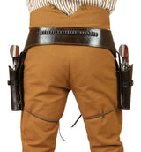 (.22 cal) Western Gun Belt and Holster - Double - Plain Brown Leather