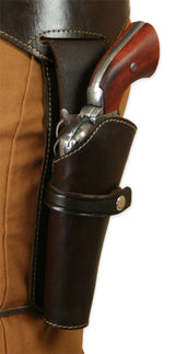 (.44/.45 cal) Western Gun Belt and Holster - LH Draw - Plain Brown Leather