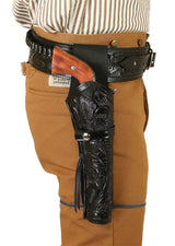 Western Holster - RH Draw (Extra-Long Barrel) - Black Tooled Leather