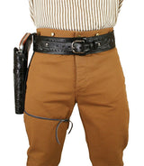 Western Holster - RH Draw (Extra-Long Barrel) - Black Tooled Leather