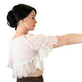 Lynette Cropped Peasant Top - White