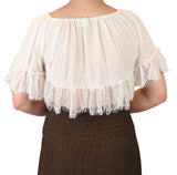 Lynette Cropped Peasant Top - White