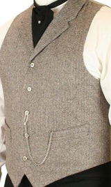 Bryant Tweed Vest - Tan Herringbone