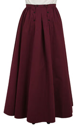 Cotton Twill Walking Skirt - Burgundy