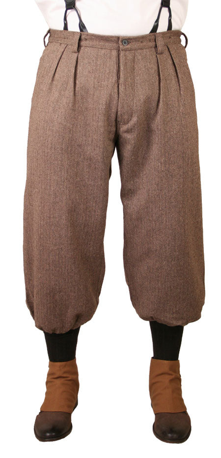 Mens Knickers - Brown Herringbone Tweed