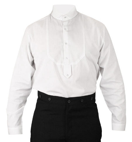 victorian dress shirt men Antique Victorian Mens Shirt White Cotton Dorset Buttons M
