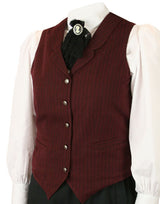 Ladies Striped Cotton Vest - Burgundy