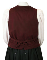Ladies Striped Cotton Vest - Burgundy