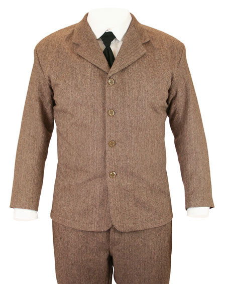 Tweed Sack Coat - Brown Herringbone