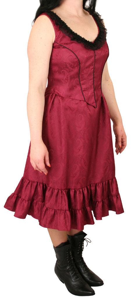 Delilah Saloon Dress, Burgundy Paisley