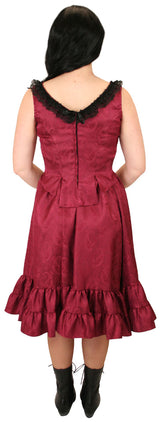 Delilah Saloon Dress, Burgundy Paisley