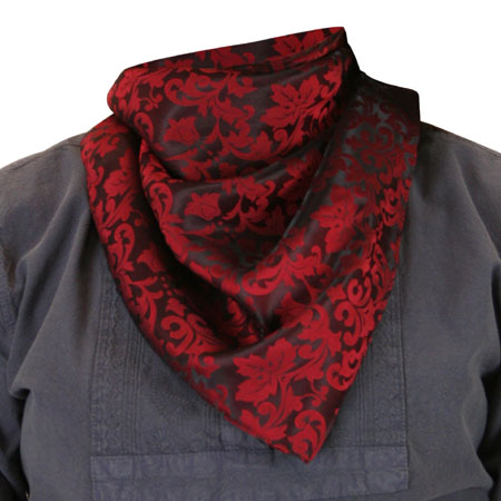 Premium Silk Blend Neckerchief - Red/Black Jacquard