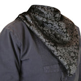 Premium Silk Blend Neckerchief - Gray/Black Jacquard