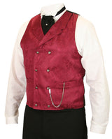 Godfrey Double Breasted Vest - Burgundy Brocade