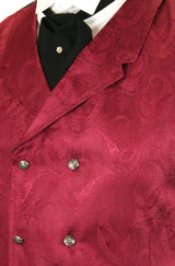 Godfrey Double Breasted Vest - Burgundy Brocade