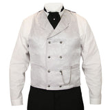 Godfrey Double Breasted Vest - Silver Brocade