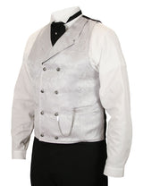 Godfrey Double Breasted Vest - Silver Brocade