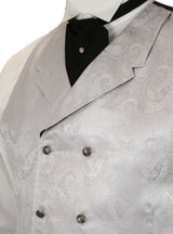 Godfrey Double Breasted Vest - Silver Brocade