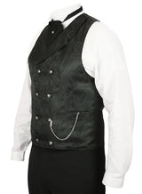 Godfrey Double Breasted Vest - Black Brocade