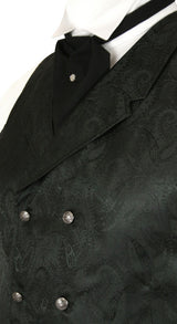 Godfrey Double Breasted Vest - Black Brocade