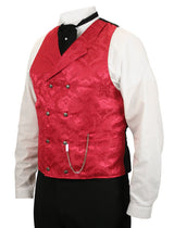 Godfrey Double Breasted Vest - Red Brocade