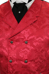 Godfrey Double Breasted Vest - Red Brocade