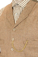 Osborne Vest - Tan Herringbone Tweed