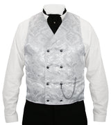 Godfrey Double Breasted Vest - White Brocade