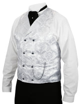 Godfrey Double Breasted Vest - White Brocade