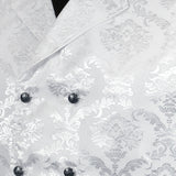 Godfrey Double Breasted Vest - White Brocade