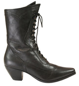 Ladies Leather Victorian Boot - Black